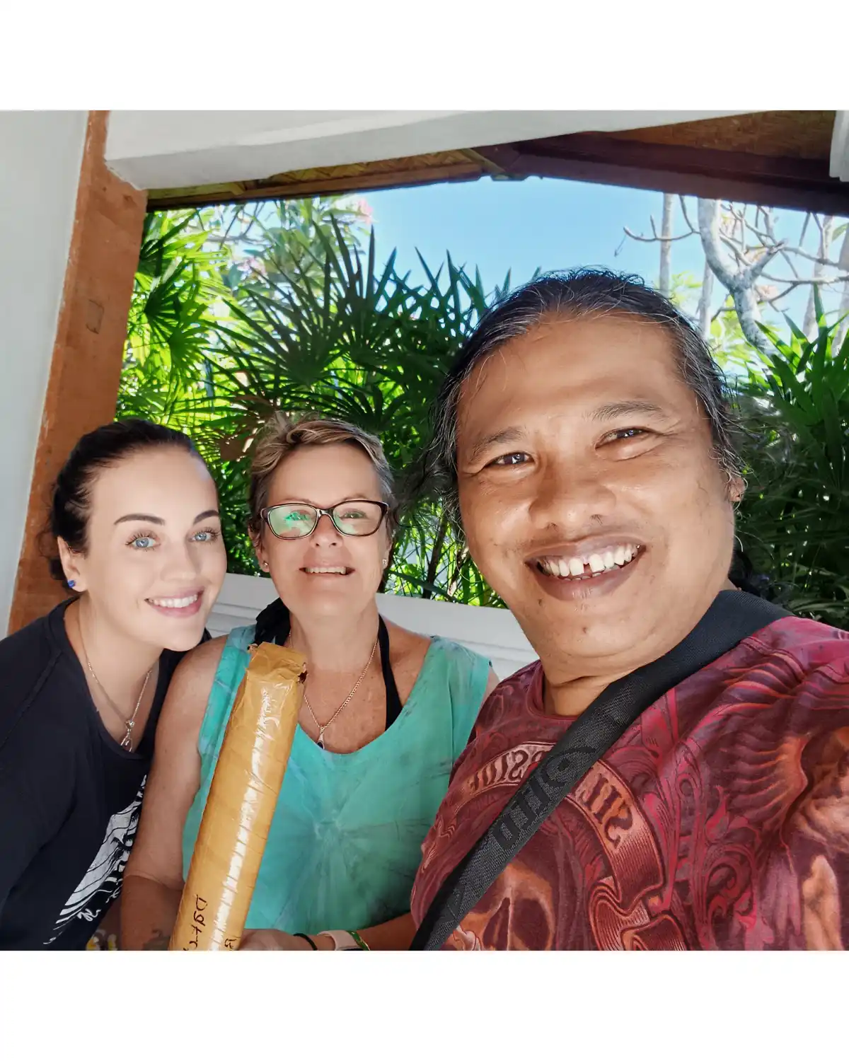 Client posing with custom commission