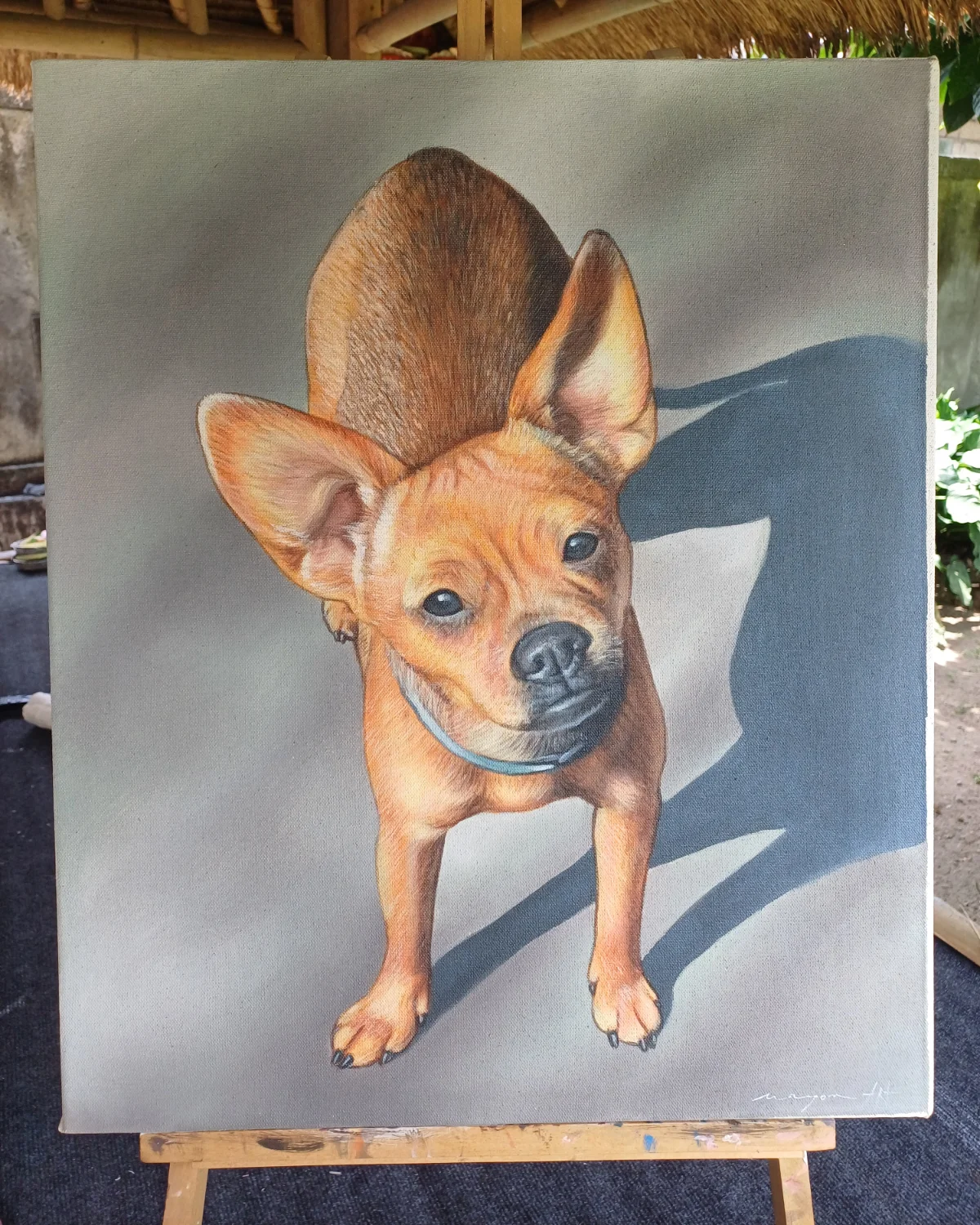 Cat portrait commission from Bali art studio