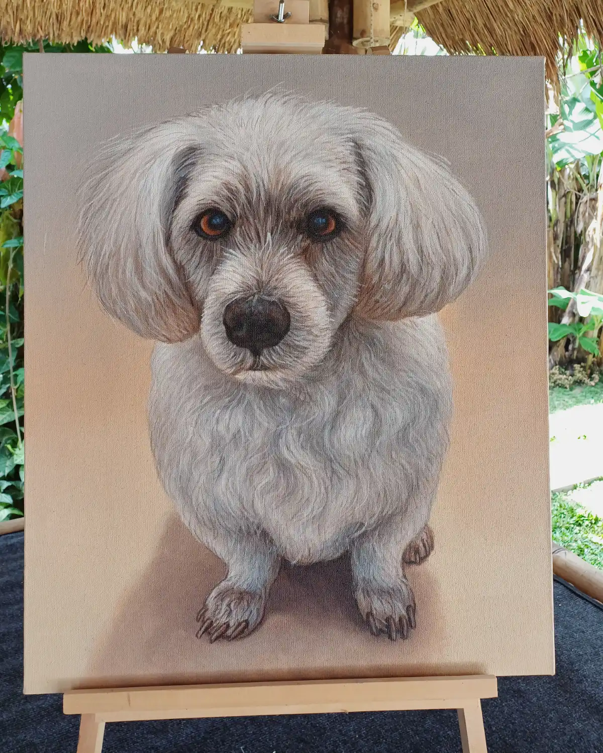 Playful dog painting by Bali artist