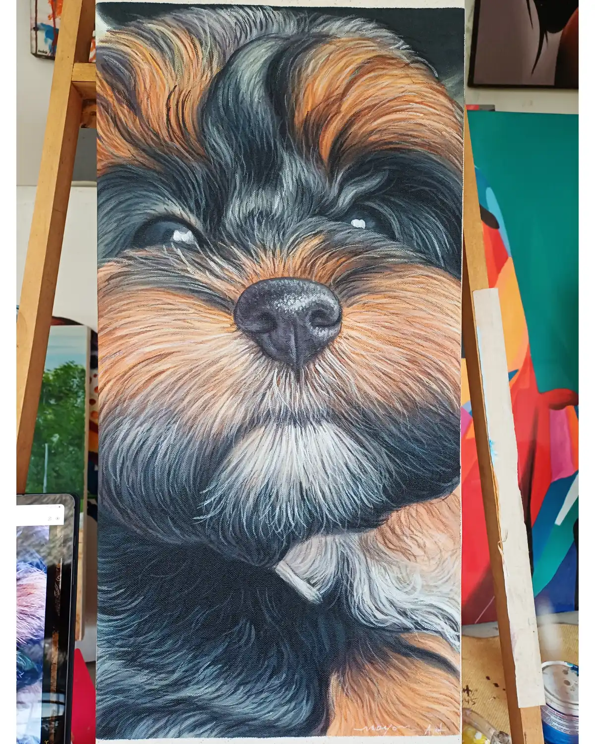 Colorful pet portrait crafted in Bali
