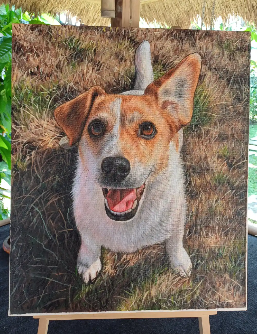 Smiling dog painting