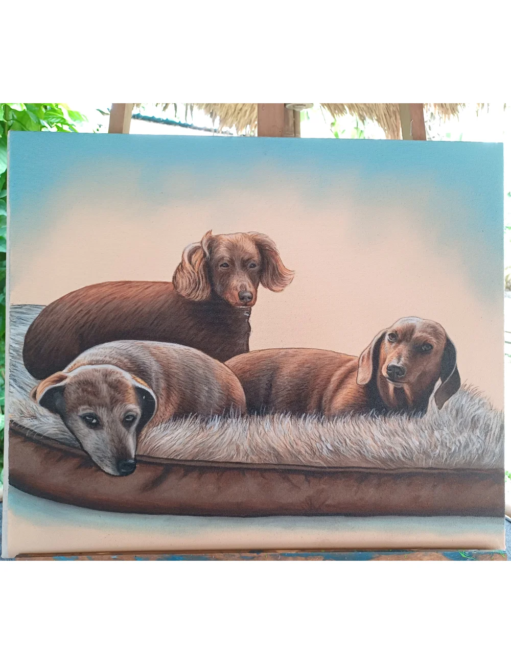 Three dogs sleepings painting